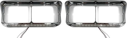 Torque PAIR Chrome Headlight Bezel & Amber LED Light Strip Replacement for Kenworth T400 T600 T800 W900B W900L CL 120 132 & Peterbilt 378 379 & Freightliner FLD XL & Western Star 4900 Trucks (TR593) in Saudi Arabia