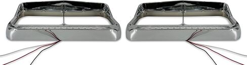 Torque PAIR Chrome Headlight Bezel & Amber LED Light Strip Replacement for Kenworth T400 T600 T800 W900B W900L CL 120 132 & Peterbilt 378 379 & Freightliner FLD XL & Western Star 4900 Trucks (TR593) in Saudi Arabia
