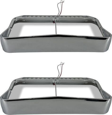 Torque PAIR Chrome Headlight Bezel & Amber LED Light Strip Replacement for Kenworth T400 T600 T800 W900B W900L CL 120 132 & Peterbilt 378 379 & Freightliner FLD XL & Western Star 4900 Trucks (TR593) in Saudi Arabia