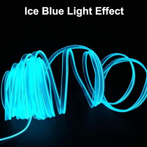 EL Wire Interior Car LED Strip Lights, 16.5FT USB Neon Glowing Strobing El Wire Strip with 6mm Sewing Edge, Ambient Lighting Kits for Car Inside Decorations (Blue) in Saudi Arabia