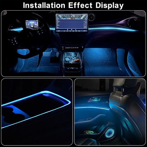 EL Wire Interior Car LED Strip Lights, 16.5FT USB Neon Glowing Strobing El Wire Strip with 6mm Sewing Edge, Ambient Lighting Kits for Car Inside Decorations (Blue) in Saudi Arabia