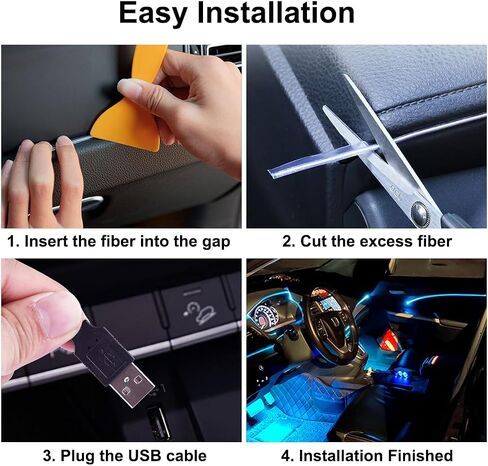 EL Wire Interior Car LED Strip Lights, 16.5FT USB Neon Glowing Strobing El Wire Strip with 6mm Sewing Edge, Ambient Lighting Kits for Car Inside Decorations (Blue) in Saudi Arabia