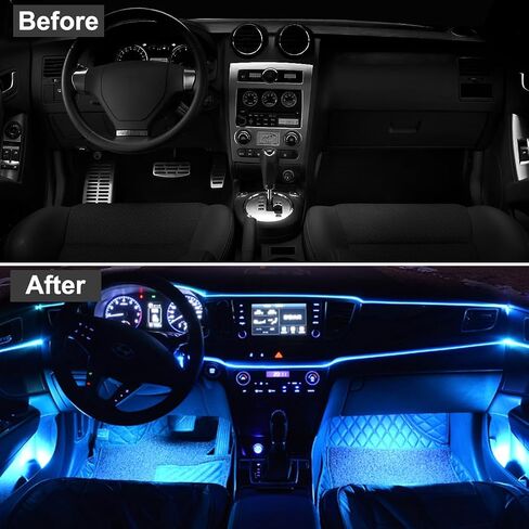 EL Wire Interior Car LED Strip Lights, 16.5FT USB Neon Glowing Strobing El Wire Strip with 6mm Sewing Edge, Ambient Lighting Kits for Car Inside Decorations (Blue) in Saudi Arabia