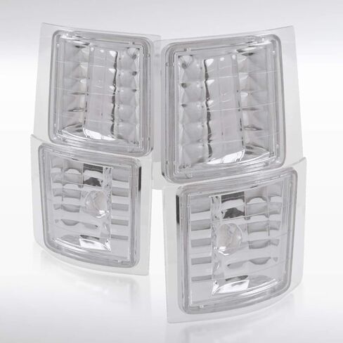 Autozensation Compatible with Chevy C/K C10 1500 2500 3500 1994-1998, Chrome Housing Clear Lens 4 PC Corner Lights in Kuwait