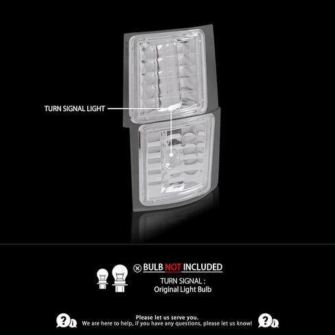 Autozensation Compatible with Chevy C/K C10 1500 2500 3500 1994-1998, Chrome Housing Clear Lens 4 PC Corner Lights in Kuwait