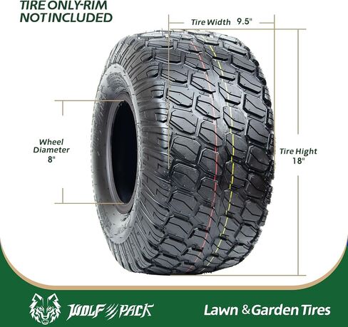 WOLF PACK 18x8.5-8 Lawn Mower Tire, Turf Saver Lawn & Garden Tire for Craftsman John Deere Dixon Walker Mower, 4 ply Tubeless, 815lbs Capacity-WP3007 in Saudi Arabia