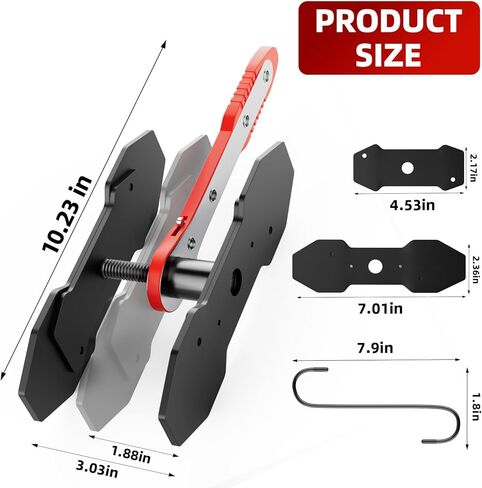 Brake Caliper Compression Tool, Caliper Piston Compressor Tool With Additional 2 pcs Large Steel Plate and 2 Hooks, 360°Adjustable Brake Caliper Tool for Single Twin Quad Piston Calipers (Red) in Kuwait