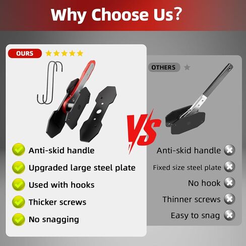 Brake Caliper Compression Tool, Caliper Piston Compressor Tool With Additional 2 pcs Large Steel Plate and 2 Hooks, 360°Adjustable Brake Caliper Tool for Single Twin Quad Piston Calipers (Red) in Kuwait