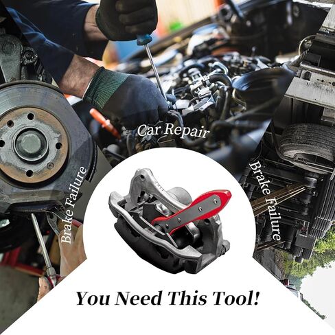 Brake Caliper Compression Tool, Caliper Piston Compressor Tool With Additional 2 pcs Large Steel Plate and 2 Hooks, 360°Adjustable Brake Caliper Tool for Single Twin Quad Piston Calipers (Red) in Kuwait