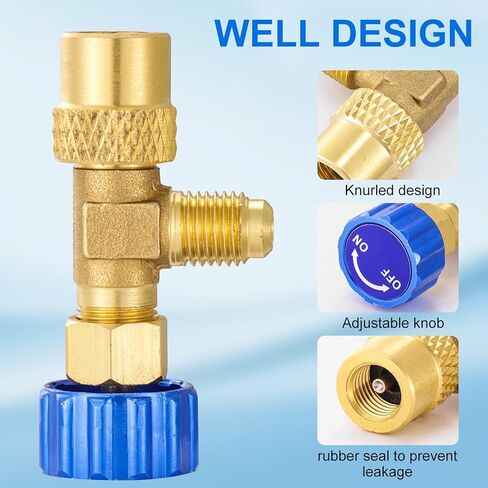 R12 R22 صمام شحن المبرد ، صمام كرة التحكم في تدفق السلامة ، تركيبات HVAC منخفضة الخسارة من أجل R12 R22 AC ، أداة مكيف الهواء المنقسمة المصغرة (1/4 '' ذكر x 1/4 '") أنثى) in Kuwait