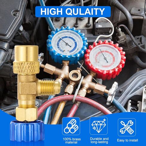 R12 R22 صمام شحن المبرد ، صمام كرة التحكم في تدفق السلامة ، تركيبات HVAC منخفضة الخسارة من أجل R12 R22 AC ، أداة مكيف الهواء المنقسمة المصغرة (1/4 '' ذكر x 1/4 '") أنثى) in Kuwait