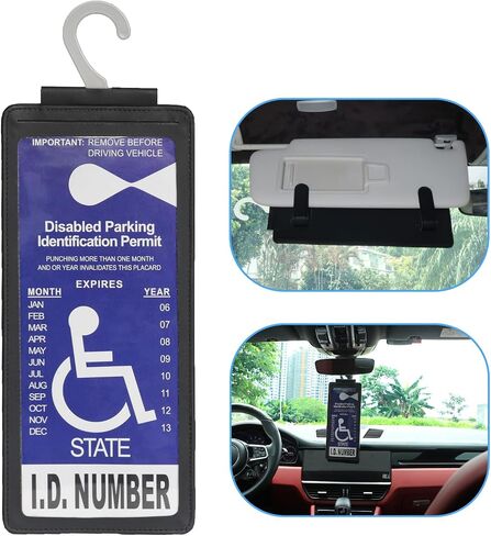 Yuoyar Portable Handicap Placard حامل للسيارات - شماعات الحامي الشمئلة الشفافة الشفافة - حامل لافتة لسيارات الإعاقة (أسود) in Kuwait