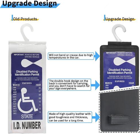 Yuoyar Portable Handicap Placard حامل للسيارات - شماعات الحامي الشمئلة الشفافة الشفافة - حامل لافتة لسيارات الإعاقة (أسود) in Kuwait
