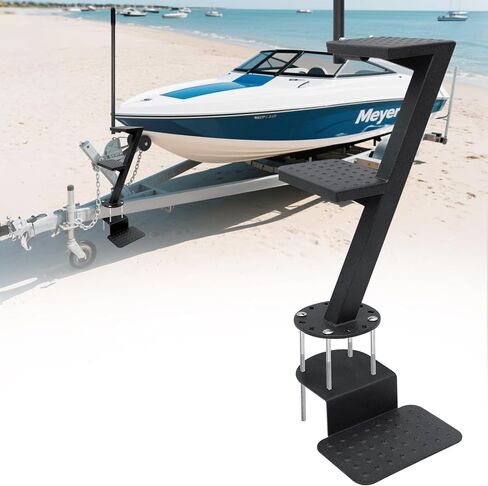 Heavy-Duty Boat Trailer Steps with Safety Grab Handle, Non-Slip Surface, Adjustable Boat Steps, Trailers Tongue Step Fits Elevated Platforms & Trailers, 3 Steps in Saudi Arabia