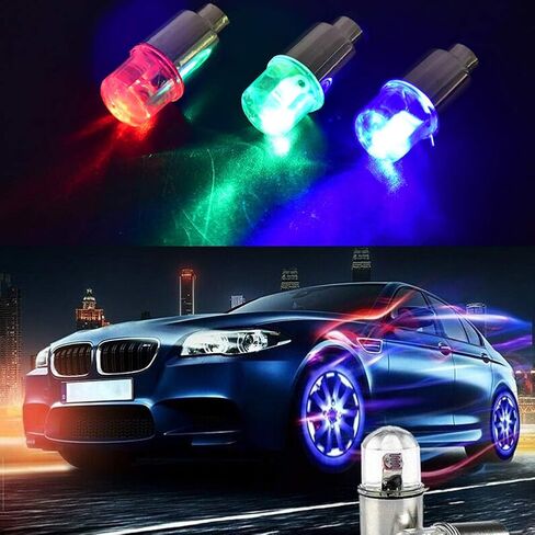 12 PCS LED Wheel Lights Flash Light Tire Valve Cap Lamp for Car Trucks Motorcycle Bike (Blue) in Saudi Arabia