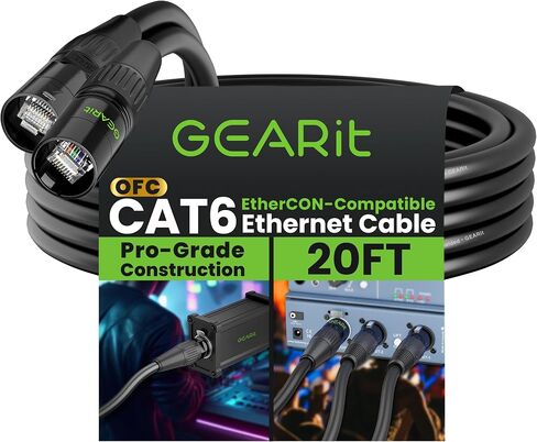 GearIT CAT6 Ethernet Cable, EtherCON-Compatible (100 Feet) RJ45 Connectors for Pro Audio, Aluminum Shielded, Oxygen Free Copper - 3 ft. - Blue in Saudi Arabia