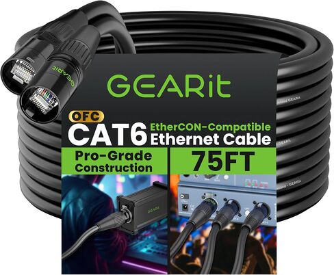 GearIT CAT6 Ethernet Cable, EtherCON-Compatible (100 Feet) RJ45 Connectors for Pro Audio, Aluminum Shielded, Oxygen Free Copper - 3 ft. - Blue in Kuwait