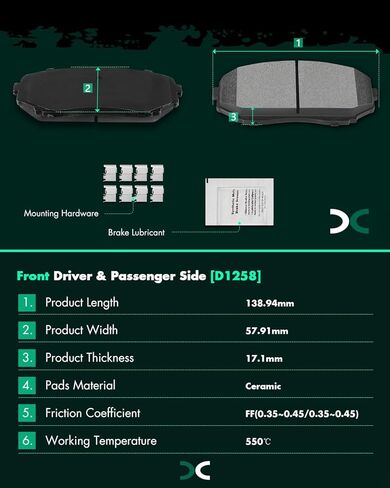 مجموعات وسادات الفرامل السيراميكية، مجموعة وسادات الفرامل SCITOO 8 قطع تناسب 2007-2010 لسيارة Ford Edge، 2007-2010 لسيارة Lincoln MKX، 2007-2012 لسيارة Mazda CX-7، 2007-2015 لسيارة Mazda CX-9 in Kuwait
