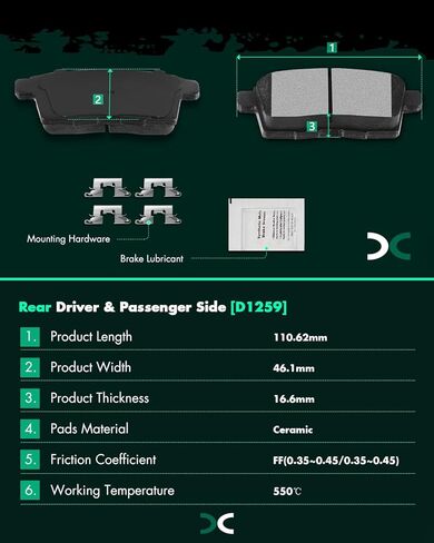 مجموعات وسادات الفرامل السيراميكية، مجموعة وسادات الفرامل SCITOO 8 قطع تناسب 2007-2010 لسيارة Ford Edge، 2007-2010 لسيارة Lincoln MKX، 2007-2012 لسيارة Mazda CX-7، 2007-2015 لسيارة Mazda CX-9 in Kuwait