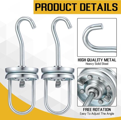 6 Pcs Heavy Duty Rotating Spinner Hooks Powder Coating Rotary Swivel Hooks Strong Hanging Oven Painting Spraying Hangers for Heavy Items Wheel Frame High Temp Masking Supply 250 Lbs Capacity in Saudi Arabia