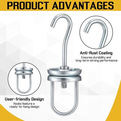 6 Pcs Heavy Duty Rotating Spinner Hooks Powder Coating Rotary Swivel Hooks Strong Hanging Oven Painting Spraying Hangers for Heavy Items Wheel Frame High Temp Masking Supply 250 Lbs Capacity in Saudi Arabia