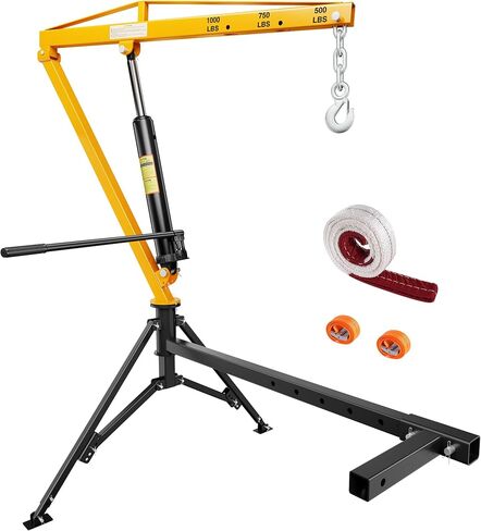 1000lbs Receiver Hitch Mounted Hydraulic 360° Swivel Truck Crane with 3 Boom Capacity Options: 500lbs, 750lbs, 1000lbs. Ideal for Workshops, Construction, Agriculture, and Logging in Kuwait