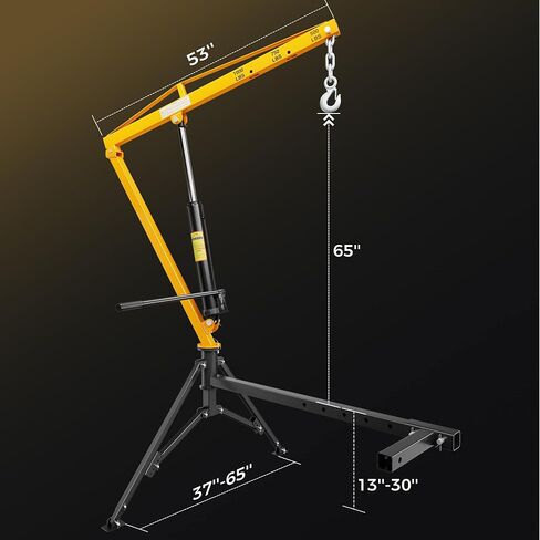 1000lbs Receiver Hitch Mounted Hydraulic 360° Swivel Truck Crane with 3 Boom Capacity Options: 500lbs, 750lbs, 1000lbs. Ideal for Workshops, Construction, Agriculture, and Logging in Kuwait