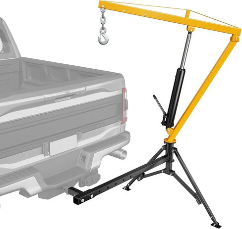 1000lbs Receiver Hitch Mounted Hydraulic 360° Swivel Truck Crane with 3 Boom Capacity Options: 500lbs, 750lbs, 1000lbs. Ideal for Workshops, Construction, Agriculture, and Logging in Kuwait