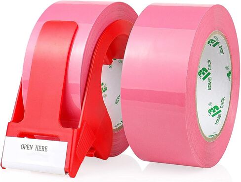 BOMEI PACK Pink Packing Tape with Dispenser, 2.4 Mil 1.88 Inch x 110 Yards, 2 Refills Rolls Color Box Tape for Moving, Shipping and Packaging in Saudi Arabia