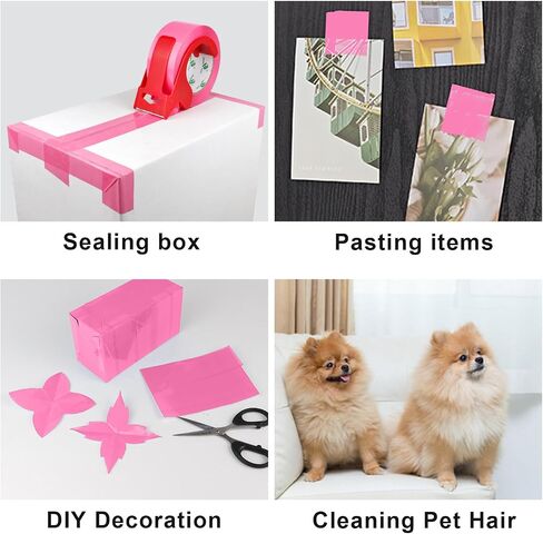 BOMEI PACK Pink Packing Tape with Dispenser, 2.4 Mil 1.88 Inch x 110 Yards, 2 Refills Rolls Color Box Tape for Moving, Shipping and Packaging in Saudi Arabia