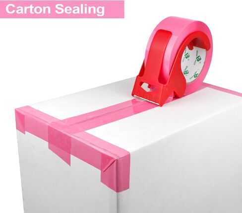 BOMEI PACK Pink Packing Tape with Dispenser, 2.4 Mil 1.88 Inch x 110 Yards, 2 Refills Rolls Color Box Tape for Moving, Shipping and Packaging in Saudi Arabia