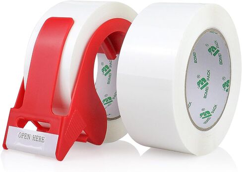 BOMEI PACK Pink Packing Tape with Dispenser, 2.4 Mil 1.88 Inch x 110 Yards, 2 Refills Rolls Color Box Tape for Moving, Shipping and Packaging in Saudi Arabia