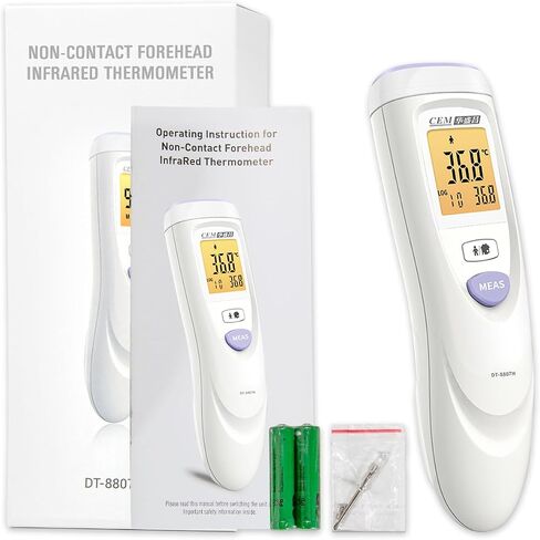 CEM DT-8807S FDA CE No-Touch Forehead Digital Infrared Thermometer for Adults and Kids, Touchless Baby Thermometer with 3 Ultra-Sensitive Sensors, Large LED Display and Gentle Vibration Alert in Saudi Arabia