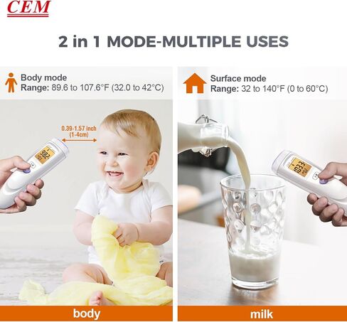 CEM DT-8807S FDA CE No-Touch Forehead Digital Infrared Thermometer for Adults and Kids, Touchless Baby Thermometer with 3 Ultra-Sensitive Sensors, Large LED Display and Gentle Vibration Alert in Saudi Arabia