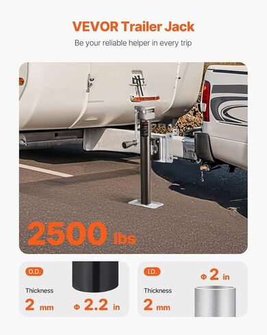 VEVOR Trailer Jack, 2500 lbs Dynamic Load Capacity, Heavy Duty Swivel Bolt-on Trailer Jack with Ergonomic Handle, 15-inch Vertical Travel, Suitable for RV, Horse, Utility, Camping and Yacht Trailers in Saudi Arabia