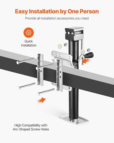 VEVOR Trailer Jack, 2500 lbs Dynamic Load Capacity, Heavy Duty Swivel Bolt-on Trailer Jack with Ergonomic Handle, 15-inch Vertical Travel, Suitable for RV, Horse, Utility, Camping and Yacht Trailers in Saudi Arabia