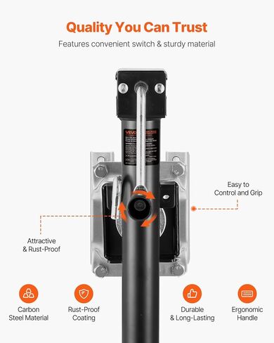 VEVOR Trailer Jack, 2500 lbs Dynamic Load Capacity, Heavy Duty Swivel Bolt-on Trailer Jack with Ergonomic Handle, 15-inch Vertical Travel, Suitable for RV, Horse, Utility, Camping and Yacht Trailers in Saudi Arabia