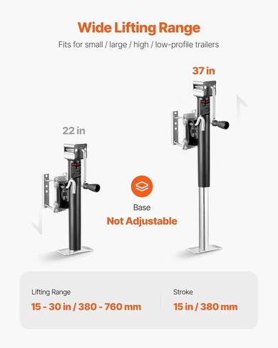 VEVOR Trailer Jack, 2500 lbs Dynamic Load Capacity, Heavy Duty Swivel Bolt-on Trailer Jack with Ergonomic Handle, 15-inch Vertical Travel, Suitable for RV, Horse, Utility, Camping and Yacht Trailers in Saudi Arabia