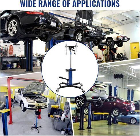 Hydraulic Transmission Jack 1100 LBS Capacity 33.8"-72.8" Lifting Height 2 Stage Hydraulic Telescoping Jack, Trans Jack Stand Heavy Duty with Foot Pedal and 360° Swivel Wheel, Blue in Kuwait