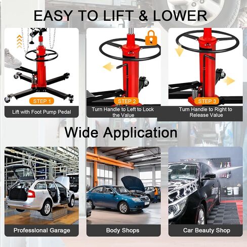 Transmission Jack 1660 lbs/ 0.75 Ton Capacity Hydraulic Telescopic Transmission Jack 34" - 68" Adjustable Height Telescoping Transmission Hydraulic with 360° Swivel Wheels Lift Hoist in Saudi Arabia