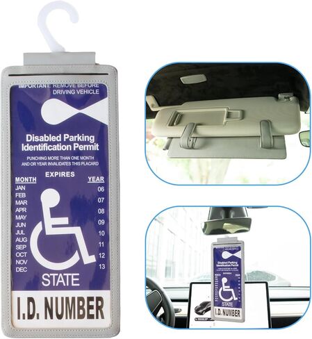 Yuoyar Portable Handicap Placard حامل للسيارات - شماعات الحامي الشمئلة الشفافة الشفافة - حامل لافتة لسيارات الإعاقة (أسود) in Kuwait