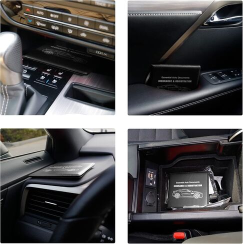 UYYE Car Registration and Insurance Card Holder, Vehicle Glove Box Car Organizer, Interior Car Accessories for Documents, Cards, License - 2 Pack in Kuwait