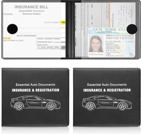 UYYE Car Registration and Insurance Card Holder, Vehicle Glove Box Car Organizer, Interior Car Accessories for Documents, Cards, License - 2 Pack in Kuwait