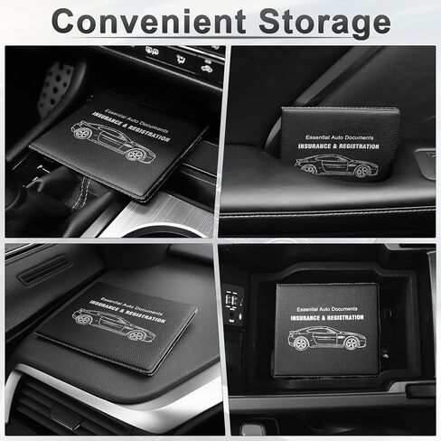UYYE Car Registration and Insurance Card Holder, Vehicle Glove Box Car Organizer, Interior Car Accessories for Documents, Cards, License - 2 Pack in Kuwait