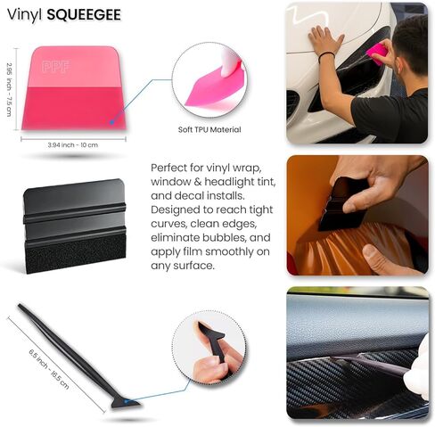 Window Tint Tools kit Vinyl Wrap Tool for Car Tinting Windshield Back Window Squeegee Bulldozer Squeegee Scrubber Paddle Rubber for Car Wrapping PPF Film Installation Auto Tint Kit Professional in Saudi Arabia
