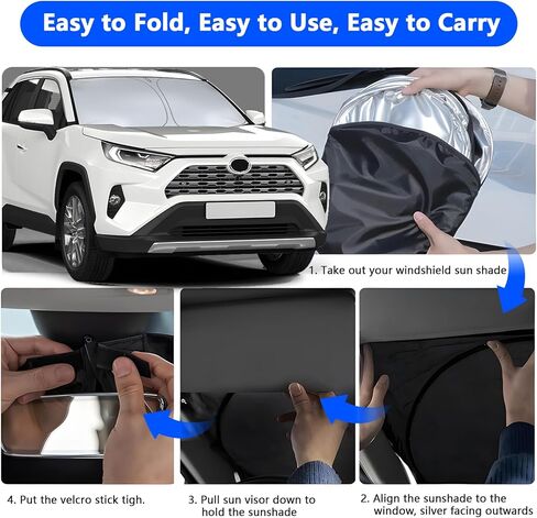 2025 تم ترقيته 480T الزجاج الأمامي الظل الظلال المخصصة تويوتا تويوتا راف 4 2019-2024 2025 ، 5 طبقات السيارة الأمامية Sunshade ، النسيج غير المنسوجة من القطن ، [تصميم OEM ، 100 ٪ من أشعة الشمس] Heat UV Protection Visor in Kuwait