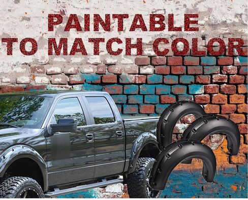 CHEDA Fender Flares,Compatible with 2009-2014 Ford F150, Paintable Riveted Smooth Matte Black Pocket Style 4Pcs Wheel Flares Set in Saudi Arabia