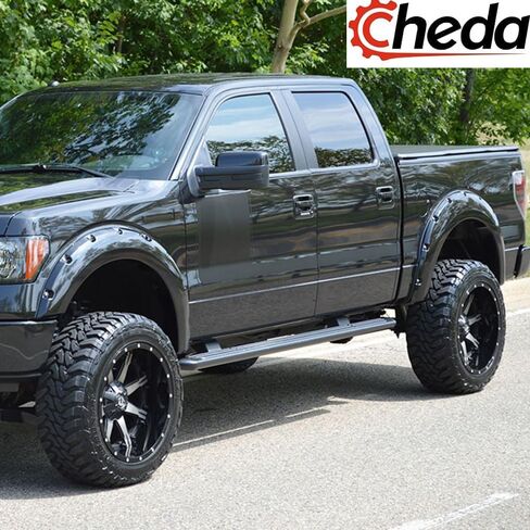 CHEDA Fender Flares,Compatible with 2009-2014 Ford F150, Paintable Riveted Smooth Matte Black Pocket Style 4Pcs Wheel Flares Set in Saudi Arabia