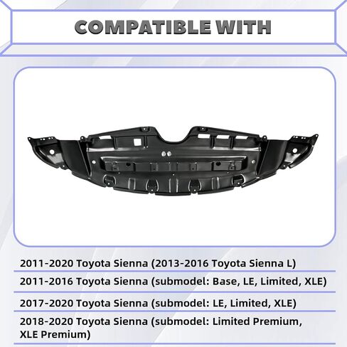 HECASA Front Engine Splash Shield Compatible with 2011-2020 Toyota Sienna Under Cover Replacement for TO1228174 5144108030 12171444 in Saudi Arabia