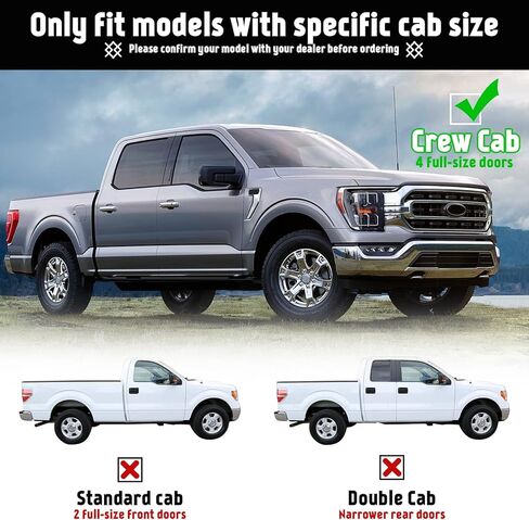 لوحات تشغيل 6 "PZ 6" لعام 2015-2025 Ford F-150 Supercrew CAB 4-DOORS 2017-2024 FORD F250 F350 Super Duty Crew CAB Black Aluminium Sidoy Severy Nerf Bars in Kuwait